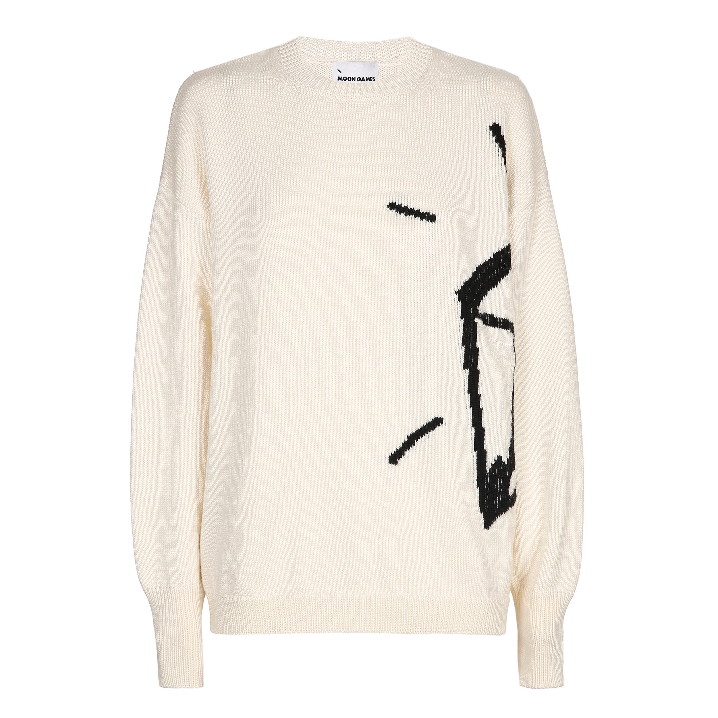 Oversized Intarsia knitted sweater CLOUD DANCER – Moon Games Antwerp